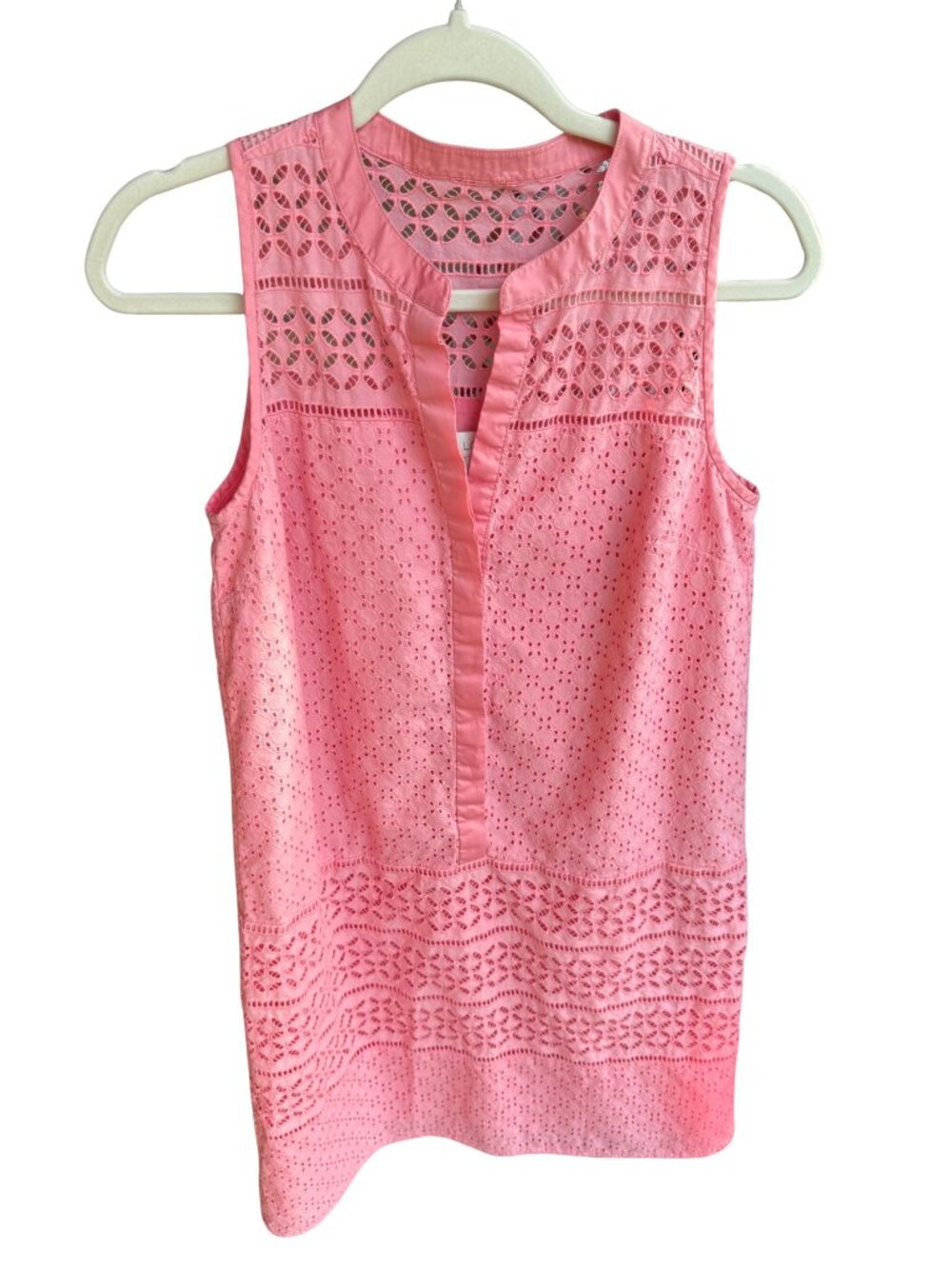 LOFT Eyelet Midi Sleeveless Dress 🌸 Pink Coral | 8 Tall